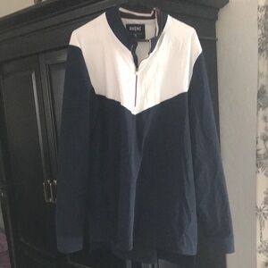 Rhône Two-Tone Navy and White Quarter-Zip Pullover
